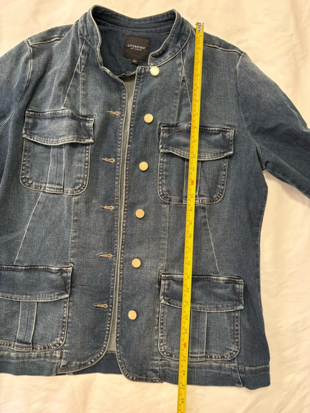 Liverpool Dark Blue Denim Jacket with Front Patch Pockets - Picture 9 of 14